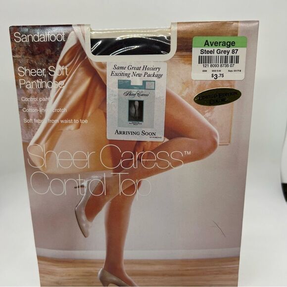 VTG JCPenney Pantyhose Sheer Caress Silky Sheer Off Average Steel Grey 87 - Picture 1 of 3